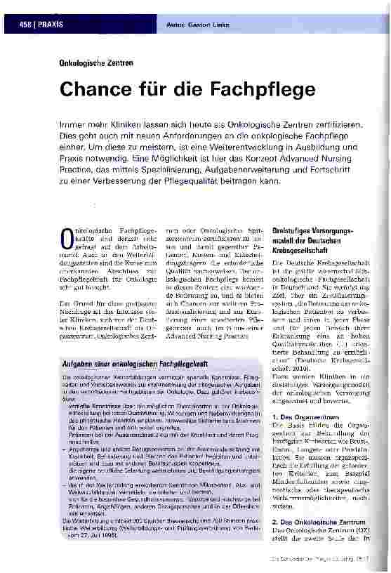 Vorschauseite 1: Chance für die Fachpflege
