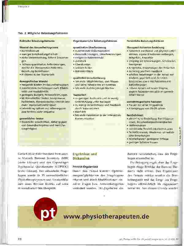Vorschauseite 2: Burnout unter Physiotherapeuten