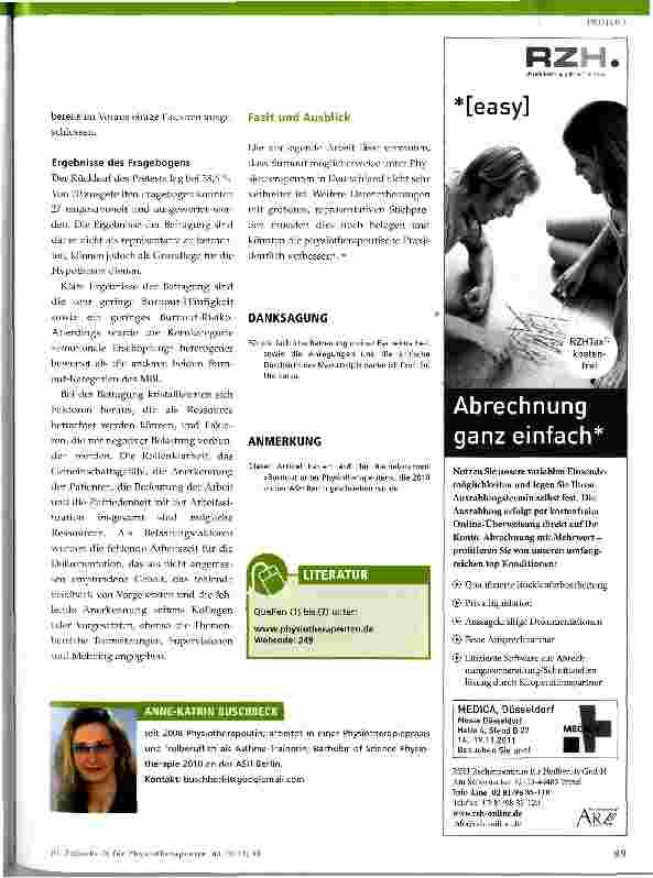 Vorschauseite 3: Burnout unter Physiotherapeuten