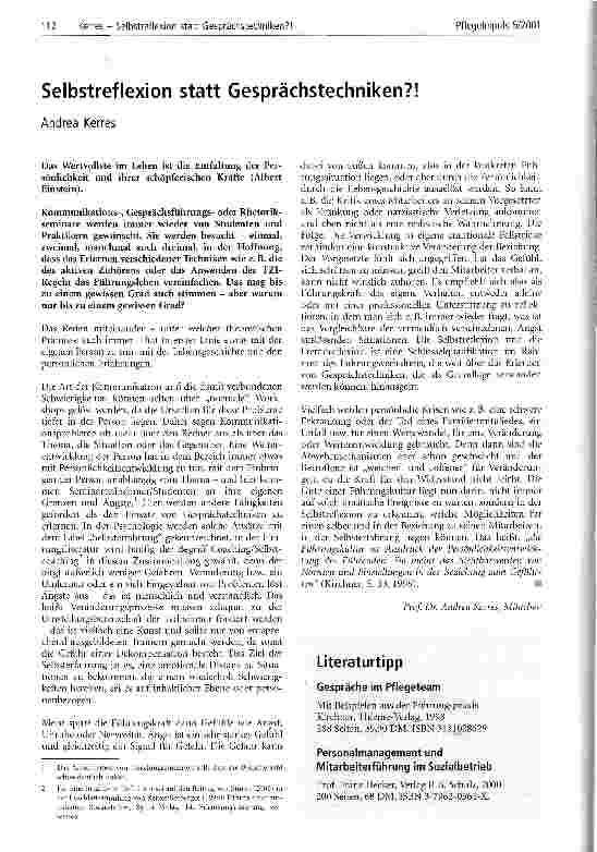 Vorschauseite 1: Selbstreflexion statt Gesprächstechniken?!