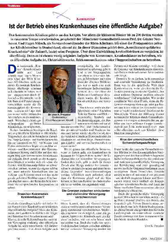 Vorschauseite 1: Ist der Betrieb eines Krankenhauses eine öffentliche Aufgabe?