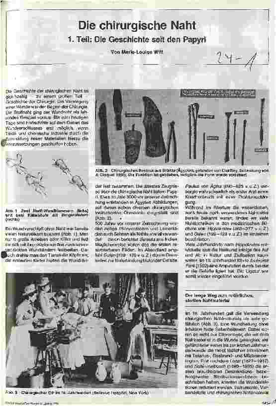 Vorschauseite 1: Die chirurgische Naht 1. Teil: Die Geschichte seit den Papyri