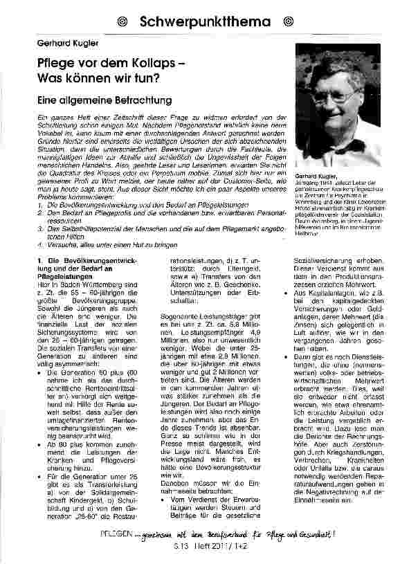 Vorschauseite 1: Pflege vor dem Kollaps -Was können wir tun?