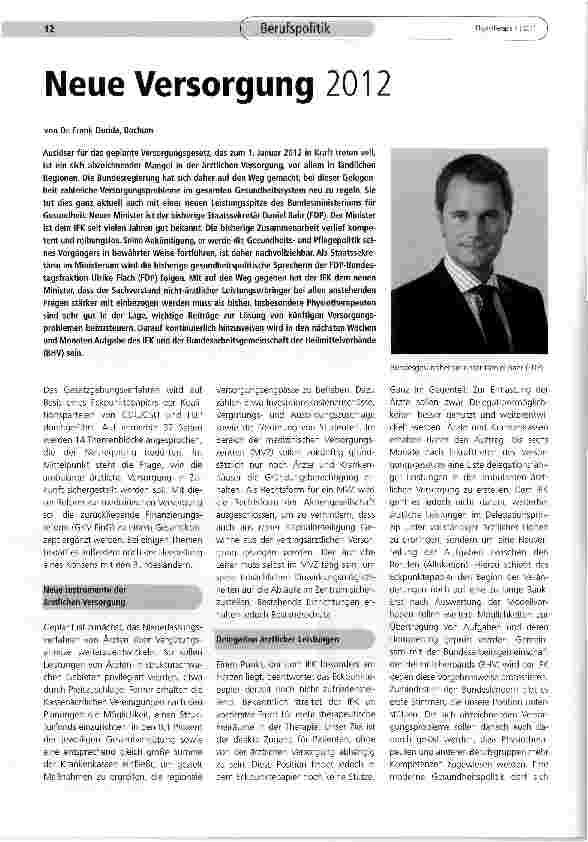 Vorschauseite 1: Neue Versorgung 2012