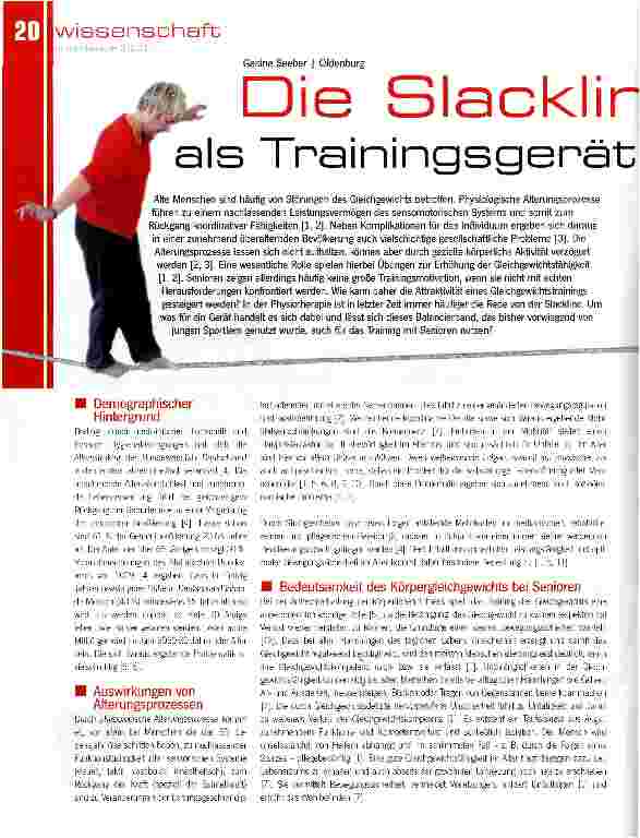 Vorschauseite 1: Die Slackline als Trainingsgerät für Senioren
