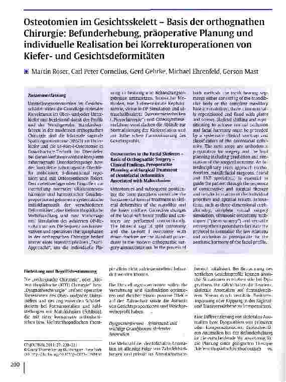 Vorschauseite 1: Osteotomien im Gesichtsskelett - Basis der orthognathen Chirurgie: Befunderhebung, präoperative Planung und individuelle Realisation bei Korrekturoperationen von Kieferund Gesicht…