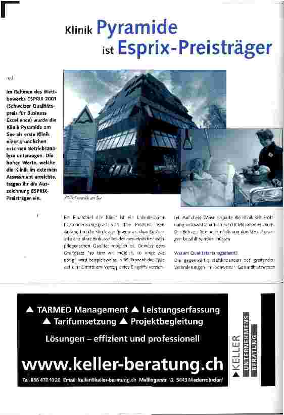 Vorschauseite 1: Klinik Pyramide ist Exprix-Preisträger