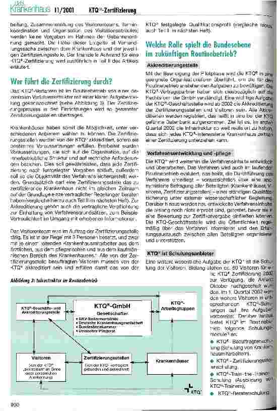 Vorschauseite 5: Krankenhausspezifisches Zertifizierungsverfahren KTQ startet 2002 Teil 1