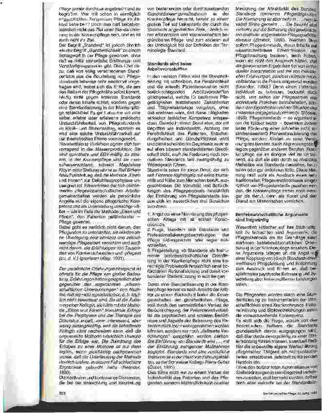Vorschauseite 2: Notwendigkeit der Erstellung und Durchsetzung wissenschaftlich begründeter Standards in der Krankenpflege ..