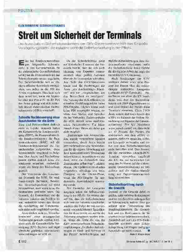Vorschauseite 1: Streit um Sicherheit der Terminals