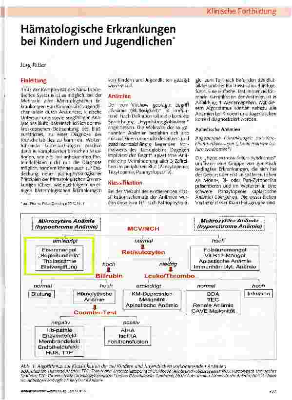 Vorschauseite 1: Hämatologische Erkrankungen bei Kindern und Jugendlichen