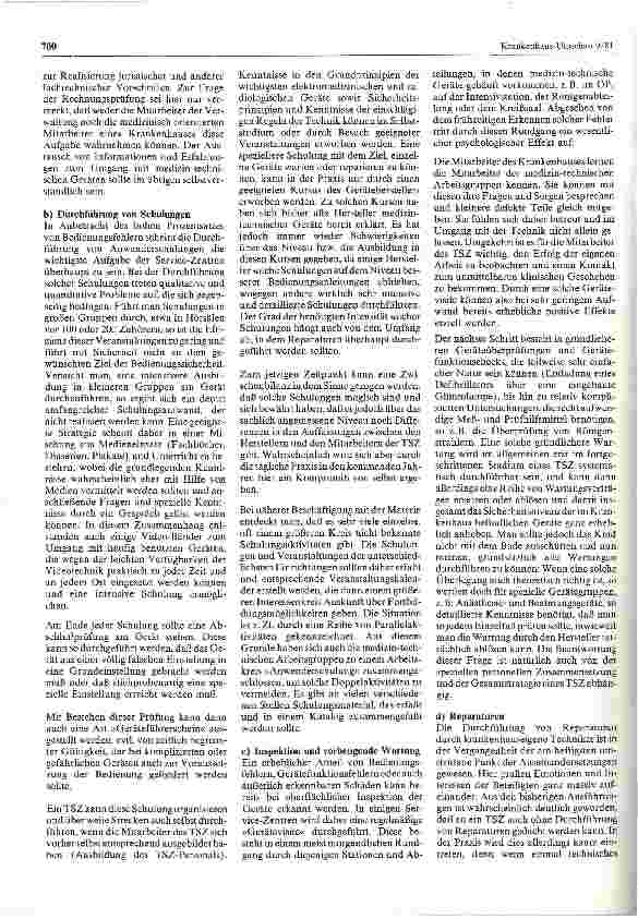 Vorschauseite 3: Zwei Jahre Erfahrungen mit medizin-technischen Service-Zentren (TSZ)* in der Bundesrepublik Deutschland