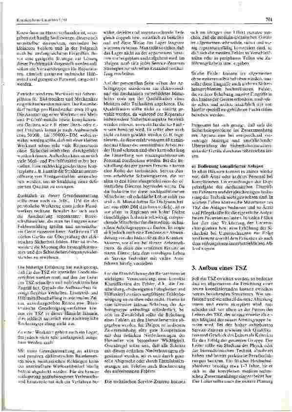 Vorschauseite 4: Zwei Jahre Erfahrungen mit medizin-technischen Service-Zentren (TSZ)* in der Bundesrepublik Deutschland