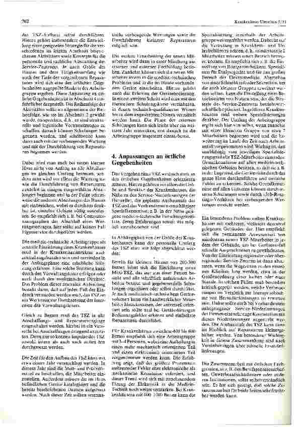 Vorschauseite 5: Zwei Jahre Erfahrungen mit medizin-technischen Service-Zentren (TSZ)* in der Bundesrepublik Deutschland