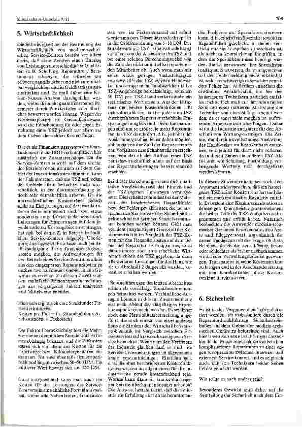 Vorschauseite 6: Zwei Jahre Erfahrungen mit medizin-technischen Service-Zentren (TSZ)* in der Bundesrepublik Deutschland