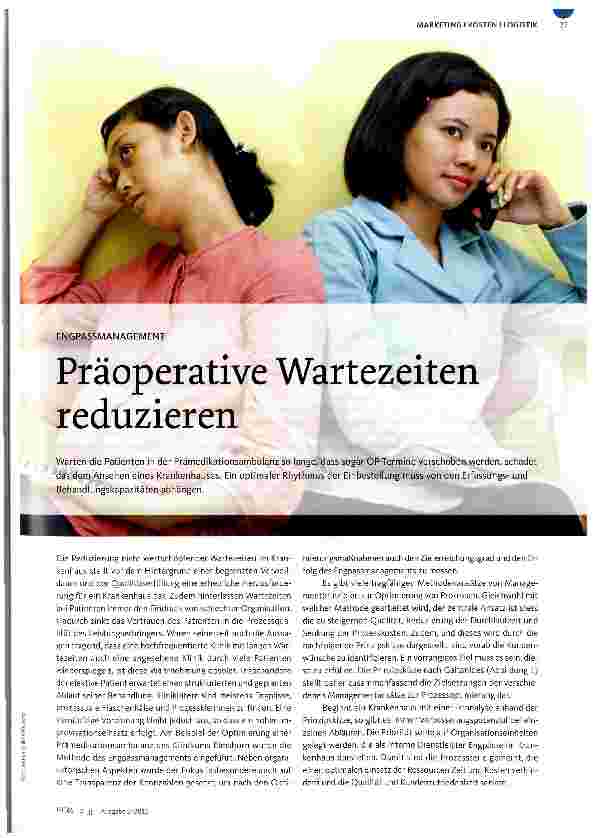 Vorschauseite 1: ENGPASSMANAGEMENTPräoperative Wartezeiten reduzieren