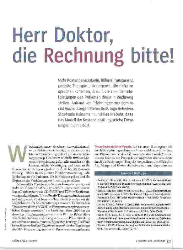 Vorschauseite 1: Herr Doktor, die Rechnung bitte!