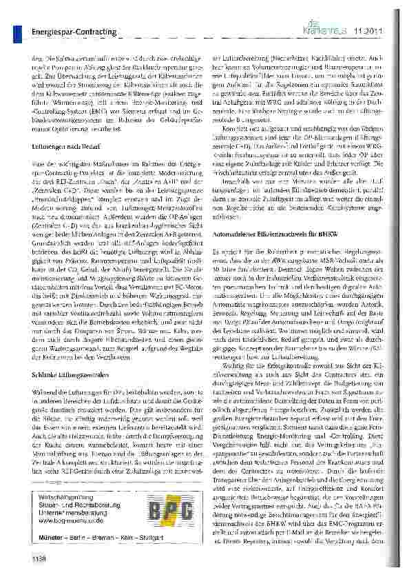 Vorschauseite 6: Mit Energiespar-Contracting vom „grauen zum „grünen Krankenhaus