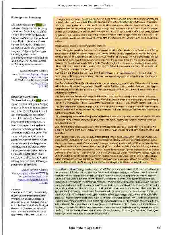 Vorschauseite 3: Unterrichtsstörungen: Meinungen und Berichte