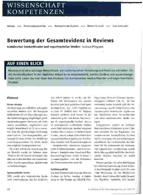 Vorschauseite 1: Bewertung der Gesamtevidenz in Reviews