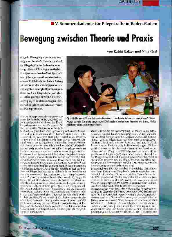 Vorschauseite 1: Bewegung zwischen Theorie und Praxis