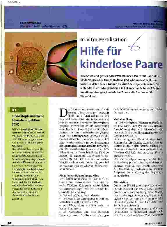 Vorschauseite 1: Hilfe für Kinderlose Paare In-vitro-Fertilisation