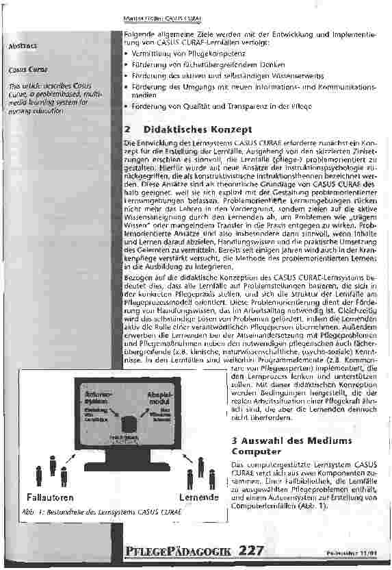 Vorschauseite 2: CASUS CURAE: Ein (pflege-)problemorientiertes multimediales Lernsystem für die Ausbildung