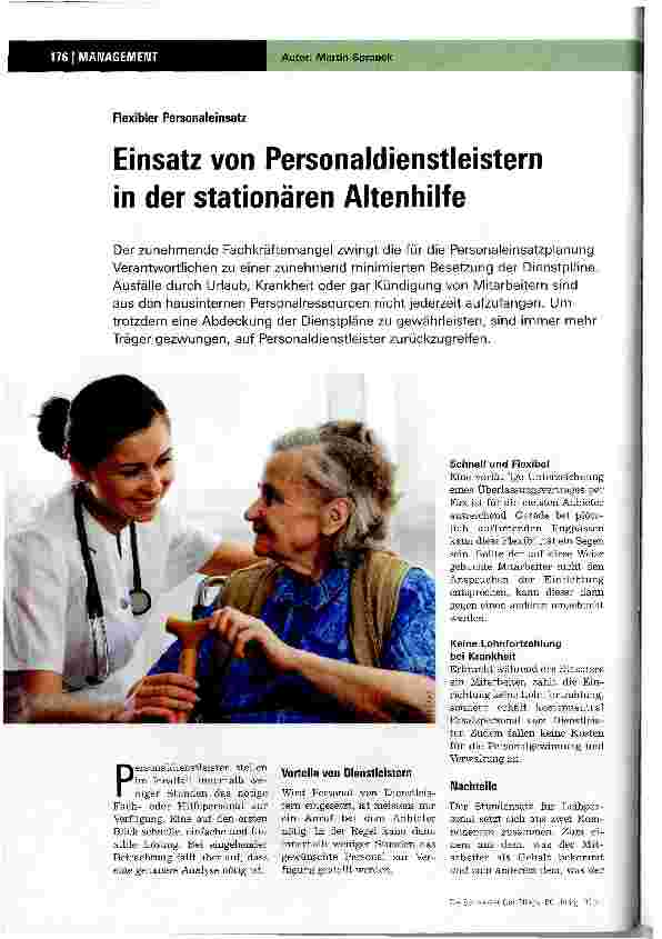 Vorschauseite 1: Flexibler PersonaleinsatzEinsatz von Personaldienstleistern in der stationären Altenhilfe