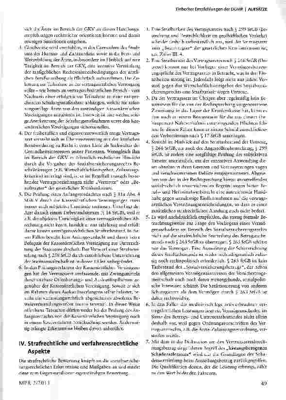 Vorschauseite 2: Einbecker Empfehlungen der DGMR zu unerwarteten und unerwünschten Strafbarkeitsrisiken in der vertragsärztlichen Berufsausübung