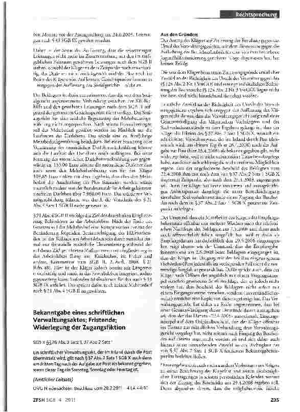Vorschauseite 2: Behindertenmehrbedarf; »Erbrachtwerden« i.S.d. §21 Abs.4 SGB II