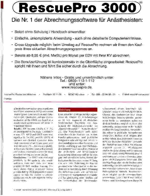 Vorschauseite 2: Im Notfall bereit? OSCE in der studentischen Notfallausbildung