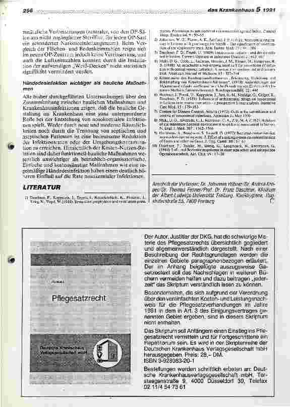 Vorschauseite 4: Bauliche Maßnahmen und Krankenhausinfektion in Intenisivpflegestationen und Chirurgischen Kliniken