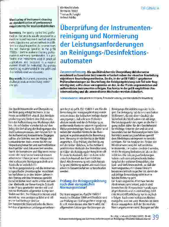 Vorschauseite 1: Überprüfung der Instrumentenreinigung und Normierung der Leistungsanforderungen an Reinigungs-/Desinfektionsautomaten