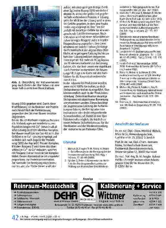 Vorschauseite 4: Überprüfung der Instrumentenreinigung und Normierung der Leistungsanforderungen an Reinigungs-/Desinfektionsautomaten
