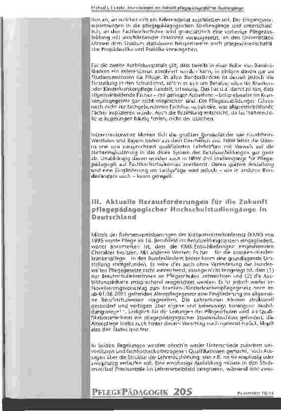 Vorschauseite 4: Anmerkungen zur Zukunft pflegepädagogischer Studiengänge und deren AbsolventInnen in Deutschland