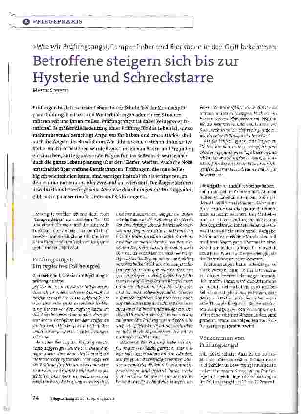 Vorschauseite 1: Wie wir Prüfungsangst, Lampenfieber und Blockaden in den Griff bekommenBetroffene steigern sich bis zur Hysterie und Schreckstarre