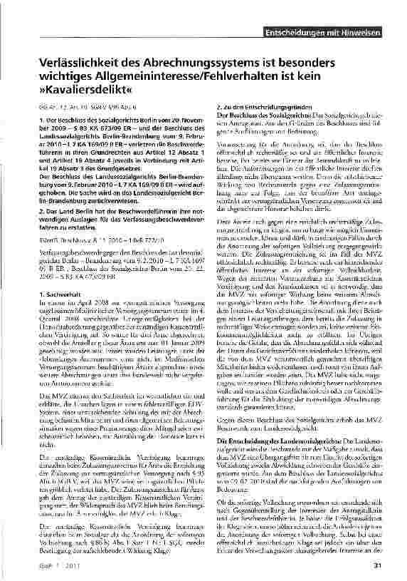 Vorschauseite 1: Verlässlichkeit des Abrechnungssystems ist besonders wichtiges Allgemeininteresse/Fehlverhalten ist kein »Kavaliersdelikt«