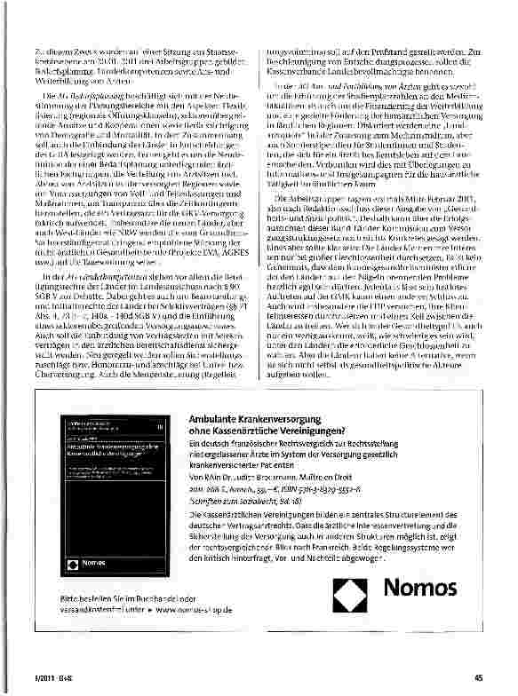 Vorschauseite 3: Das Versorgungsgesetz und die Erwartungen der Länder