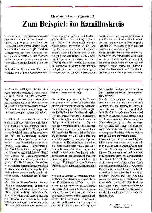 Vorschauseite 2: Zum Beispiel: die Krankenhaus-Hilfe Ehrenamtliches Engagement (1)