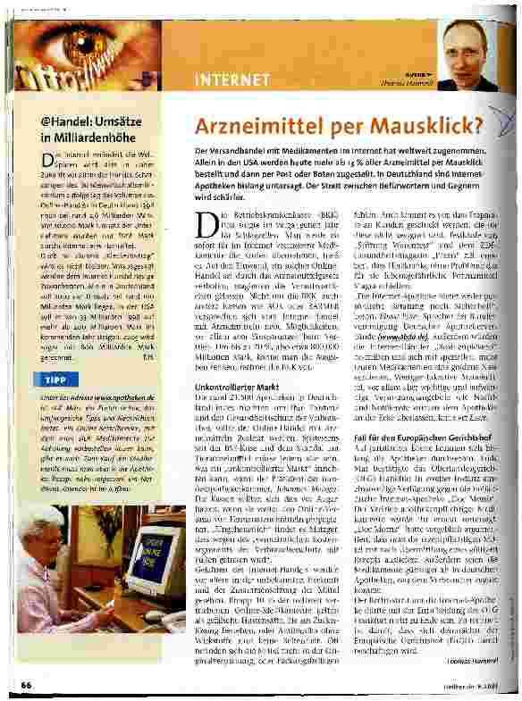 Vorschauseite 1: Arzneimittel per Mausklick?