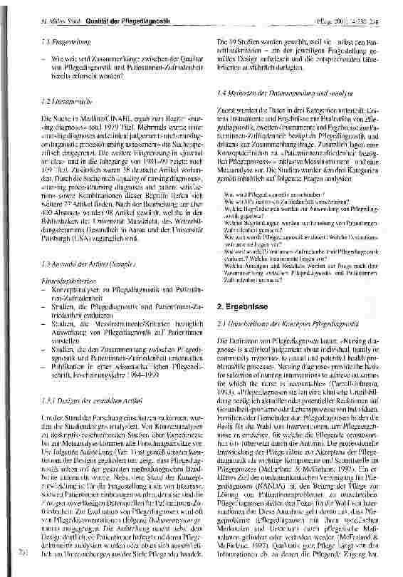 Vorschauseite 2: Qualität der Pflegediagnostik und Patientinnen-Zufriedenheit