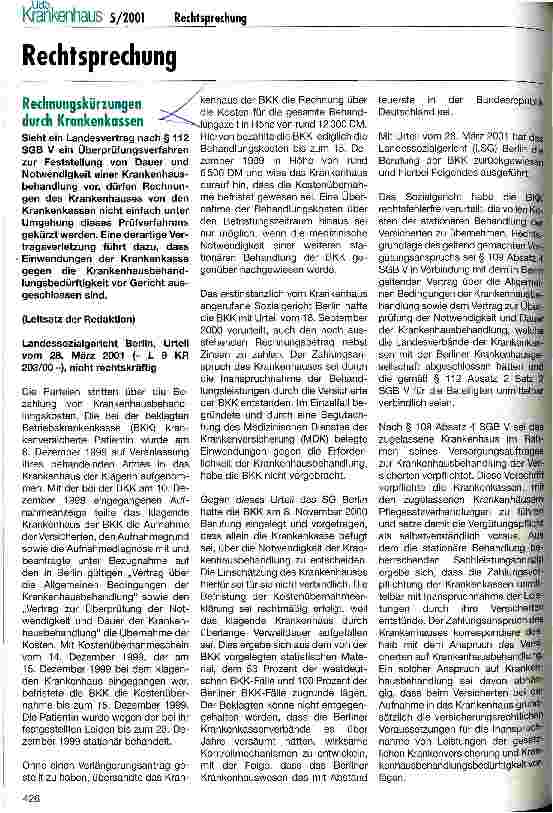 Vorschauseite 1: Rechnungskürzungen durch Krankenkassen