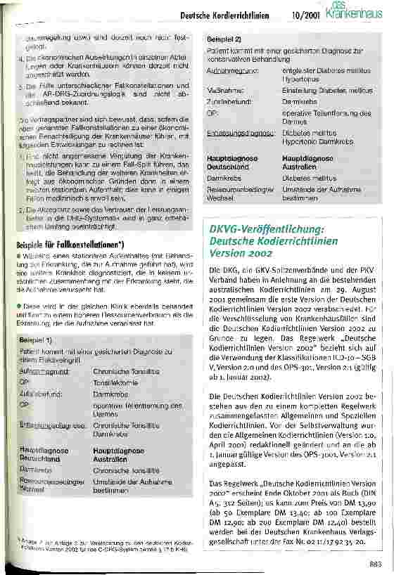 Vorschauseite 3: Vereinbarung zu den Deutschen Kodierrichtlinien Version 2002 für das G-DRG-System gemäß § 17 b KHG
