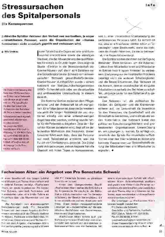 Vorschauseite 1: Stressursachen des Spitalpersonals Die Konsequenzen