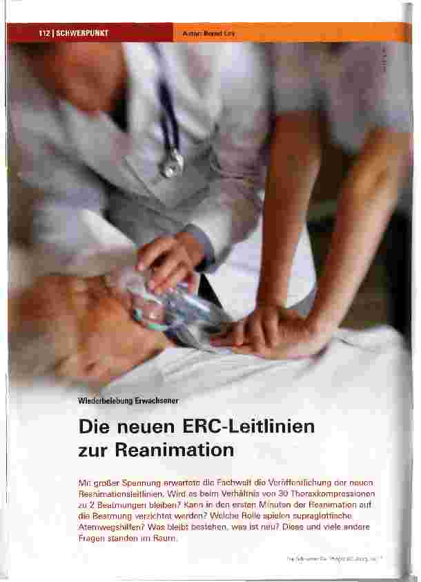 Vorschauseite 1: Wiederbelebung ErwachsenerDie neuen ERC-Leitlinien zur Reanimation