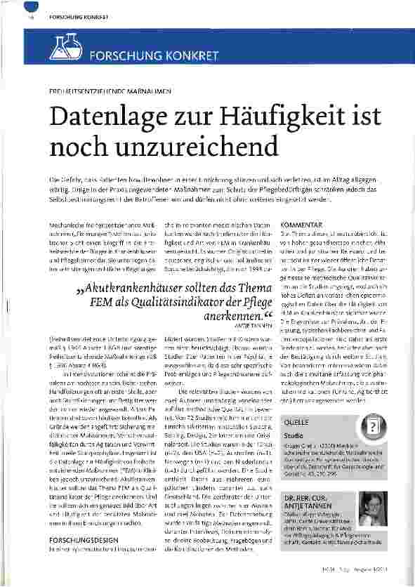 Vorschauseite 1: Datenlage zur Häufigkeit ist noch unzureichend