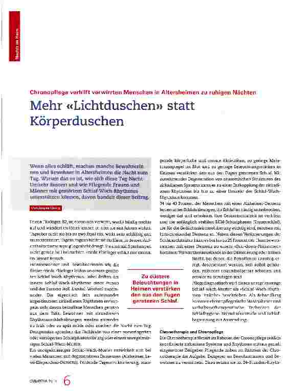 Vorschauseite 1: Mehr «Lichtduschen» statt Körperduschen