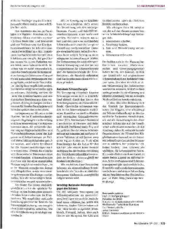 Vorschauseite 2: Zur Lage der Schmerzmedizin in Deutschland
