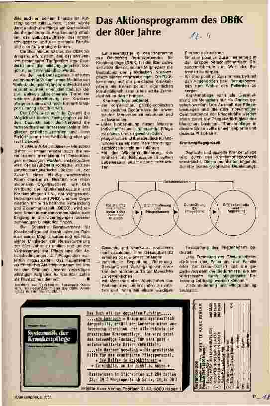 Vorschauseite 2: Ausblick auf die Arbeit des DBfK in den 80er Jahren