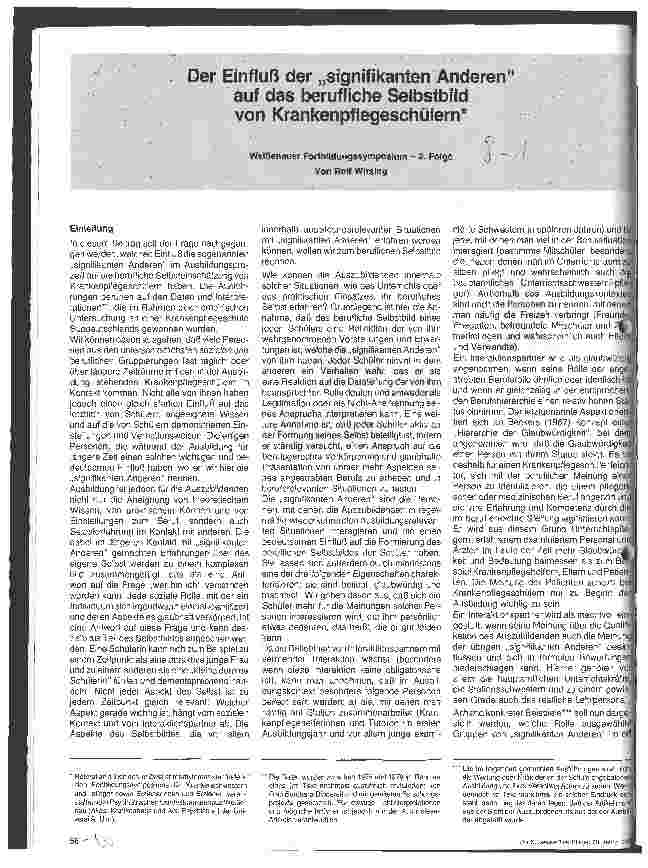 Vorschauseite 1: Der Einfluß der signifikanten Anderen auf das berufliche Selbstbild von Krankenpflegeschülern